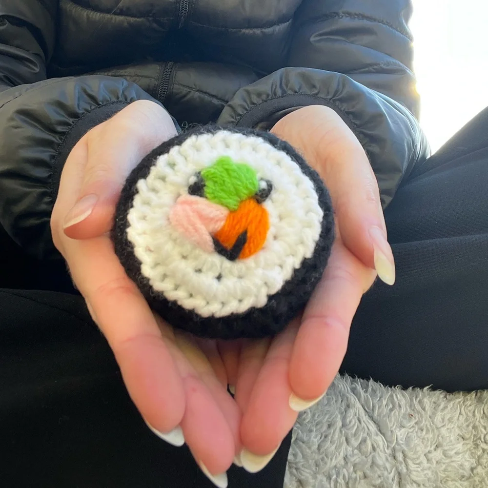 Hand Crocheted Set of 4 Happy Little Sushi Rolls Plushies! - Picture 14 of 15